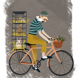 Дедушка с кроликами