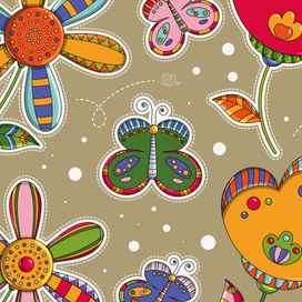 Цветочки и бабочки.