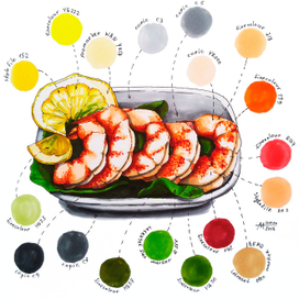 Креветки, палитра цвета