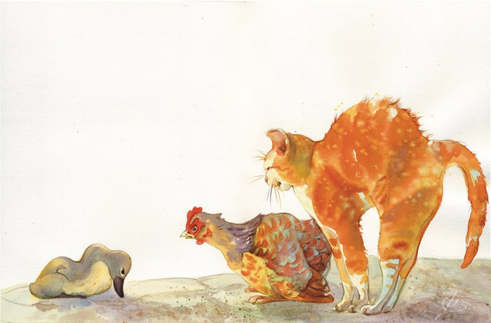 Гадкий утенок кот и курица 