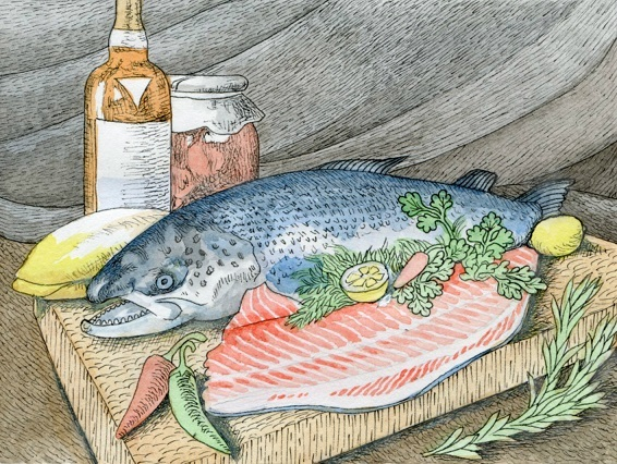 Меню ингредиентов:"Стейк из лосося"