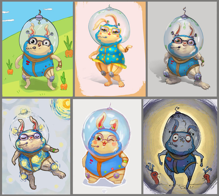 Кролик в разных стилях.