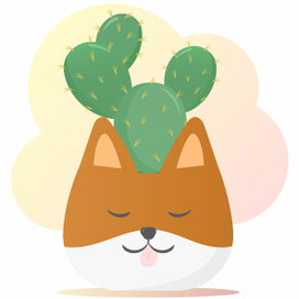 Забавный цветочный горшок с кактусом