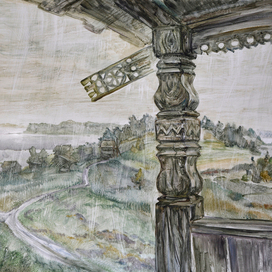 Вид с крыльца на деревню Ямка