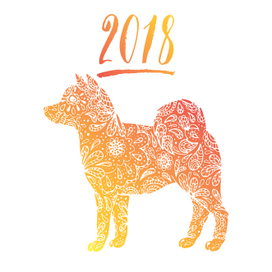 2018 greeting card with hand drawn dog