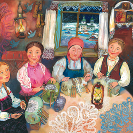 Иллюстрация для календаря. Март в Крохино.