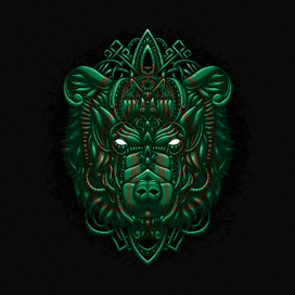 Симметричный принт с медведем