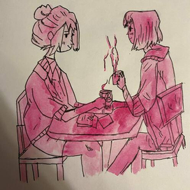 Две девушки в кофейне 