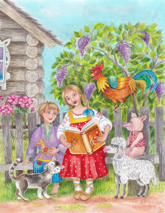 Эскиз для открытки "Весенние сказки"