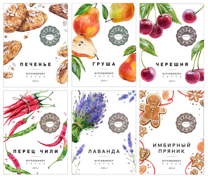 Иллюстрации для сиропных этикеток