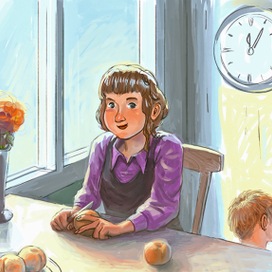 Девушка с персиками