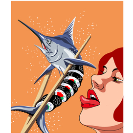 Суши. Постер. Векторная графика. Работа сделана в Adobe Photoshop.