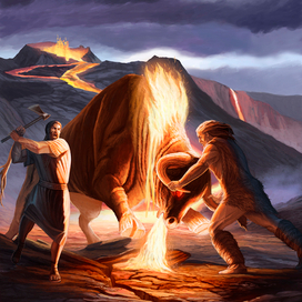 Схватка Гильгамеша и Энкиду с небесным быком!