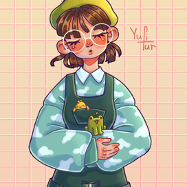 Девочка с лягушкой и ципленком