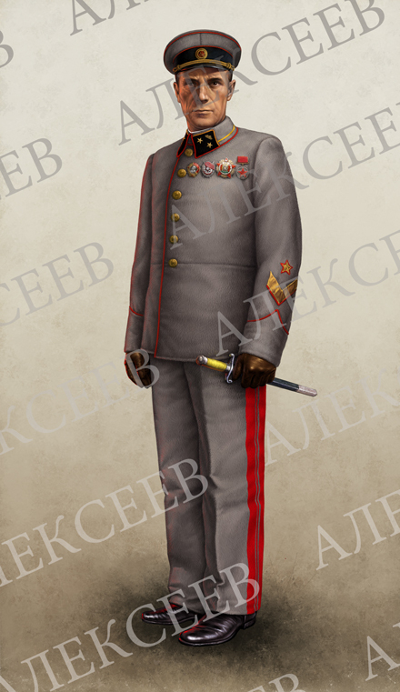 Генерал в парадном мундире. Иллюстрация для энциклопедии Евгения Дрига "Униформа АБТВ РККА" 