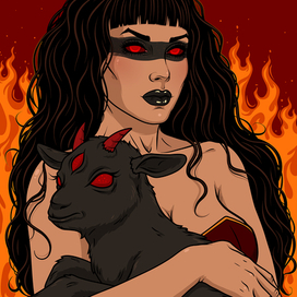 Демоница с питомцем