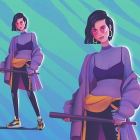 2d иллюстрация - девушки/верблюды 