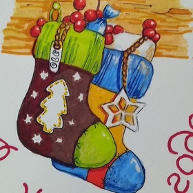 Новогодние скетчи - открытки