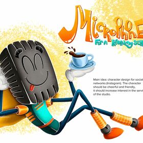 Бренд-персонаж Микрофон  для музыкальной студии