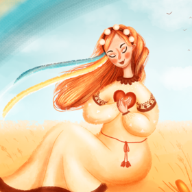 Аутентичная девкшка в поле