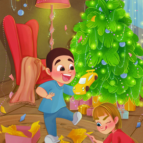 Серия новогодних детских открыток