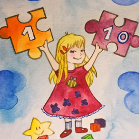 A little girl count to Ten