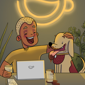 Серия наклеек для сети кофеен