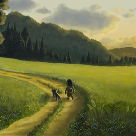 Маленький орк и волчонок отправляются в путь