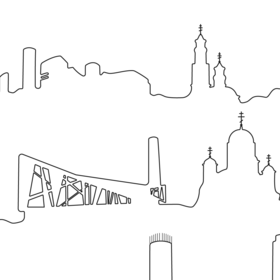 Russian cities line art