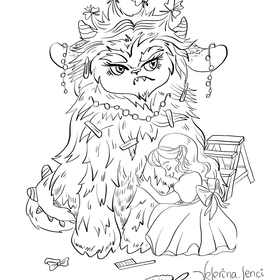 Раскраска по цветной иллюстрации - Монстр