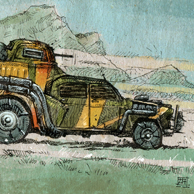 Дорожные зарисовки на коленке.