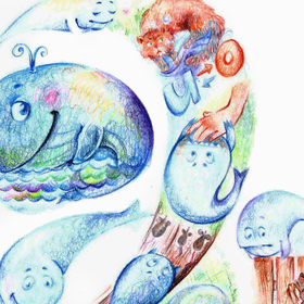 Иллюстрация к стихотворению "Кит и кот"