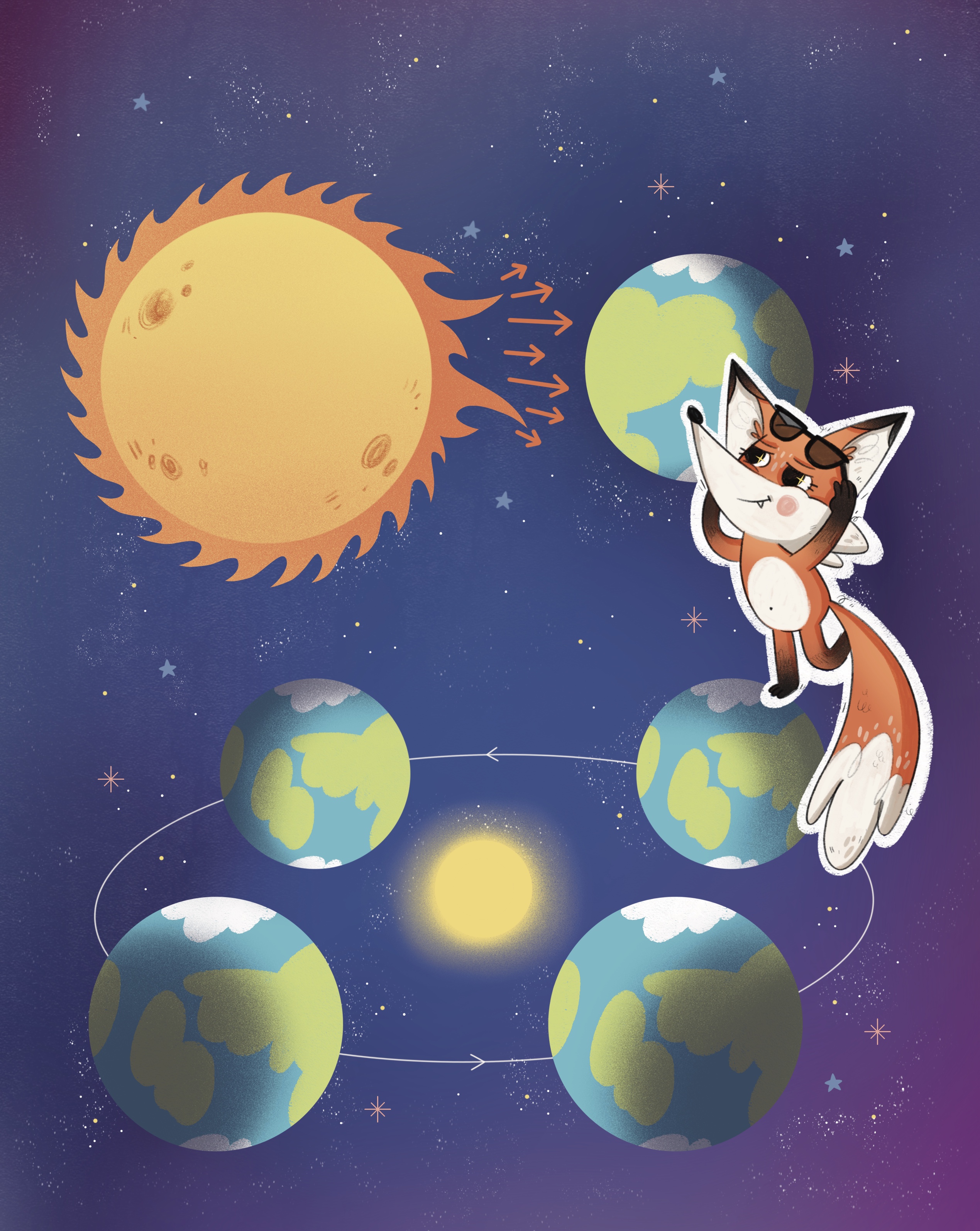 Иллюстрации для энциклопедии «Лисенок Почемучка. Космос»