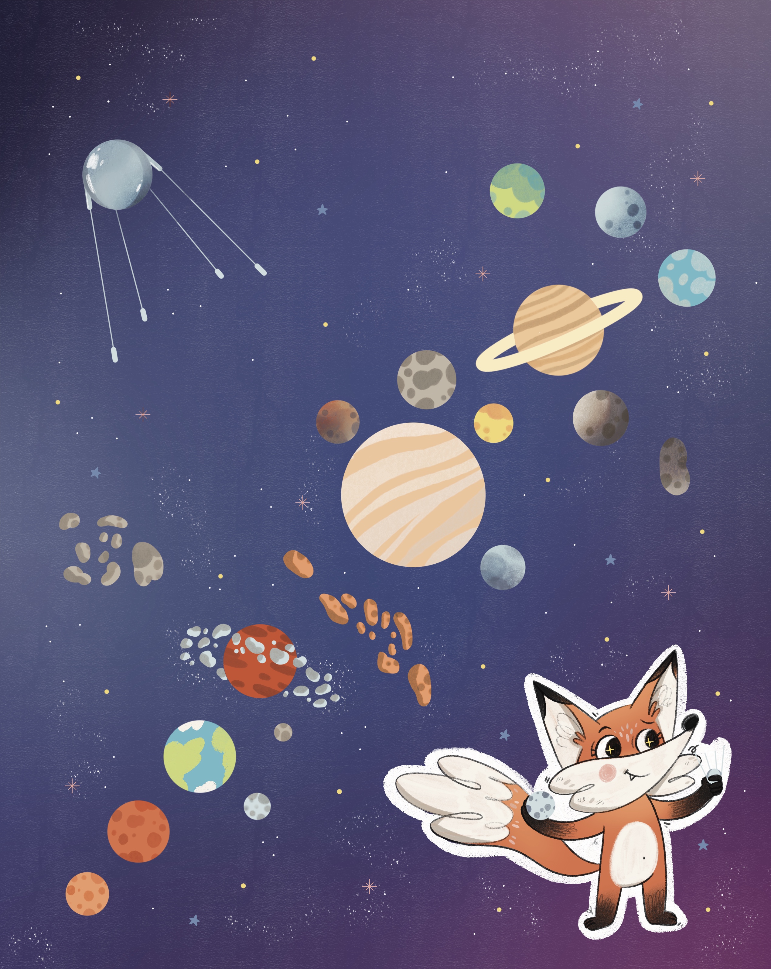 Иллюстрации для энциклопедии «Лисенок Почемучка. Космос»