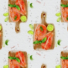 Акварельная иллюстрация «Лосось & Лайм»