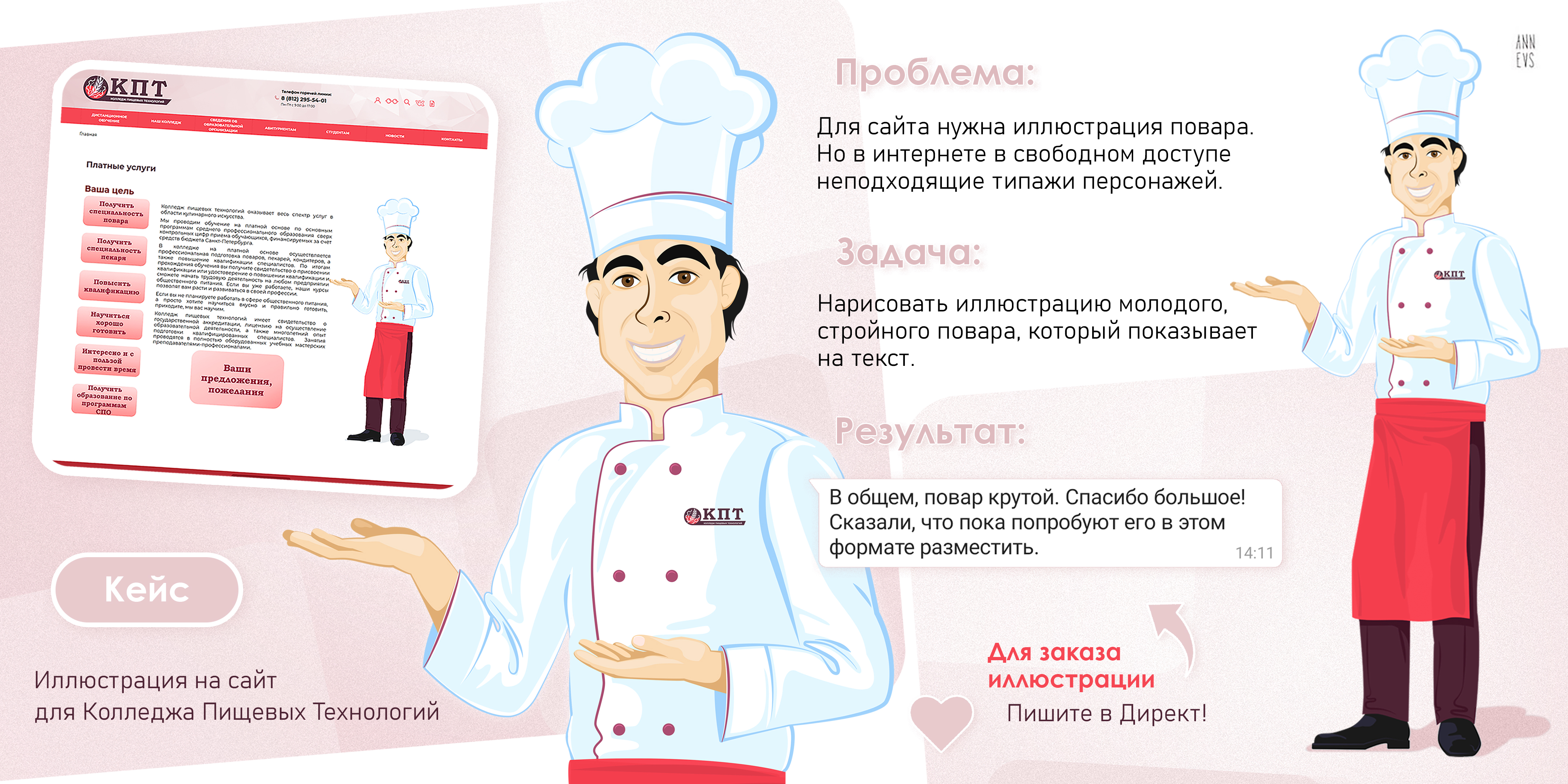 КЕЙС: молодой шеф-повар для сайта Колледжа Пищевых Технологи