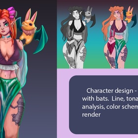 Концепт арт "Эльфийка и ее помощники"