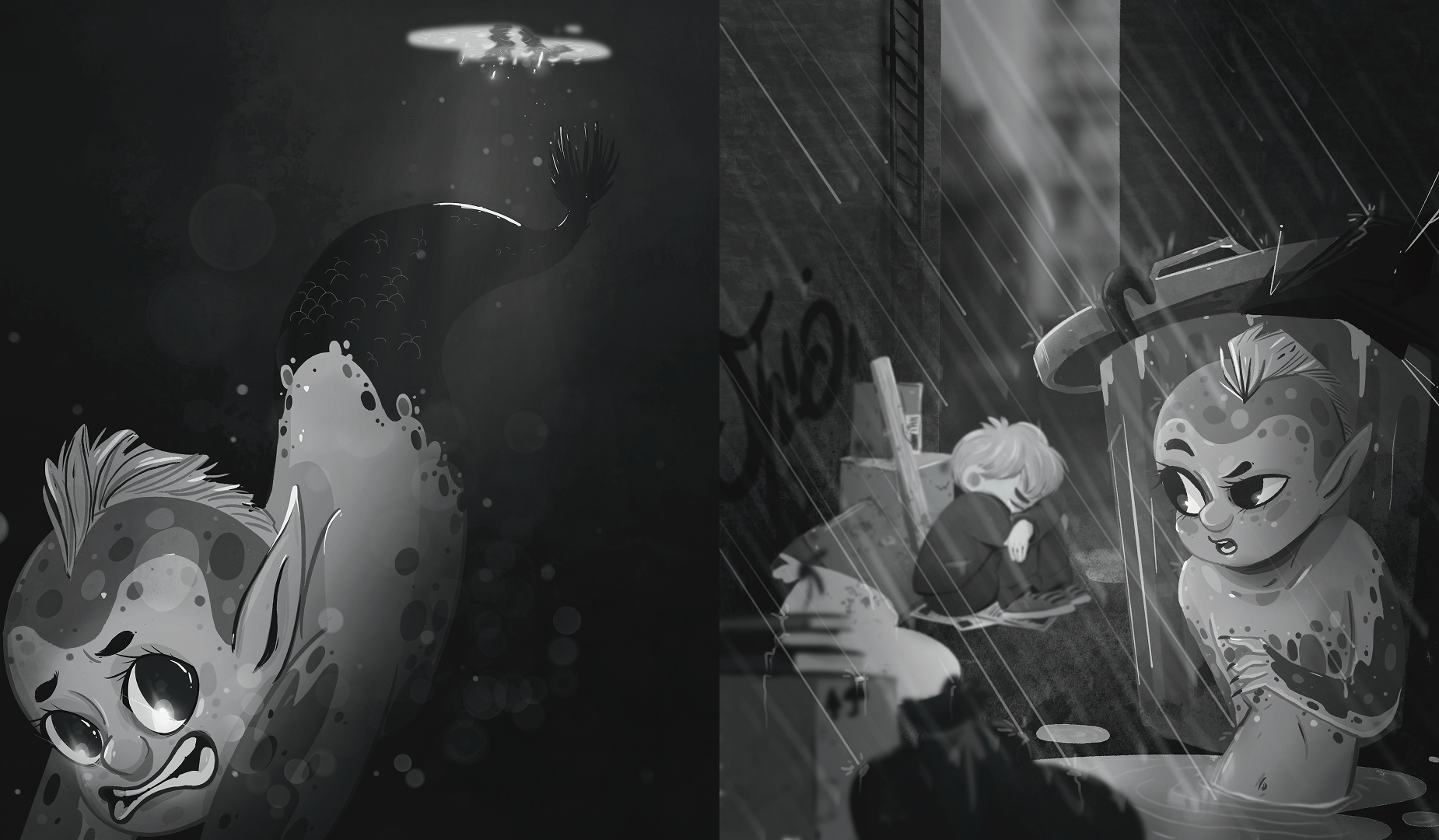 Mermaid in the Rain / Illustration series