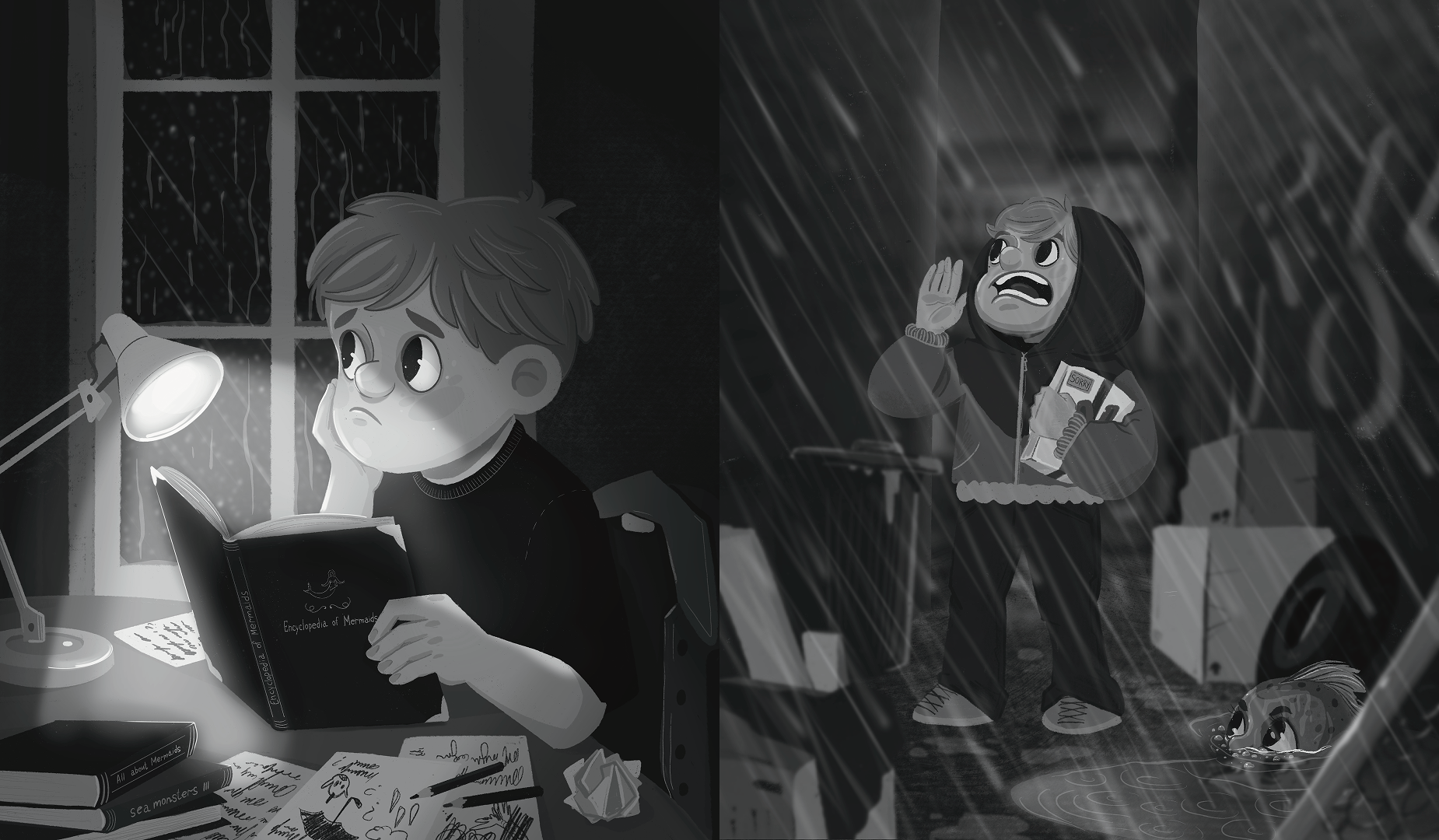 Mermaid in the Rain / Illustration series