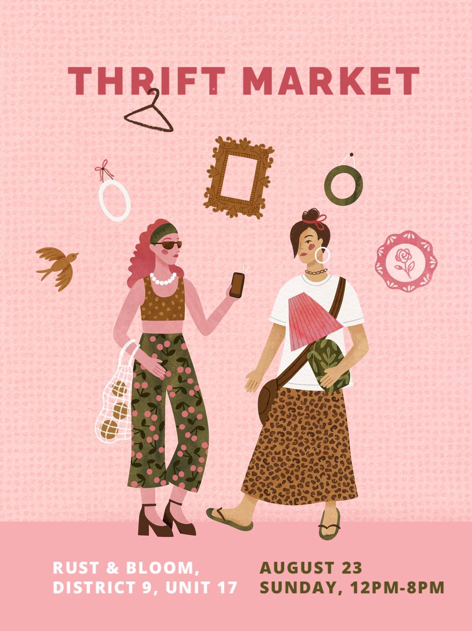 Иллюстрация для постера винтажного маркета