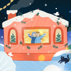 Иллюстрации для новогоднего лендинга 