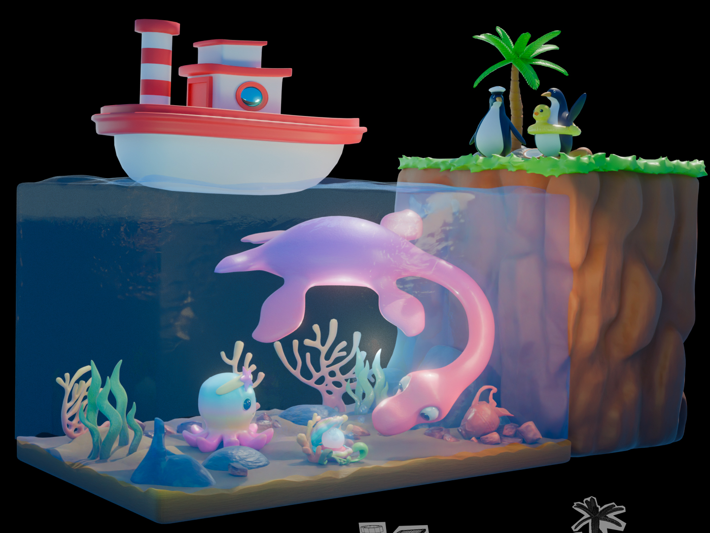 3D-иллюстрация "Аквариум"