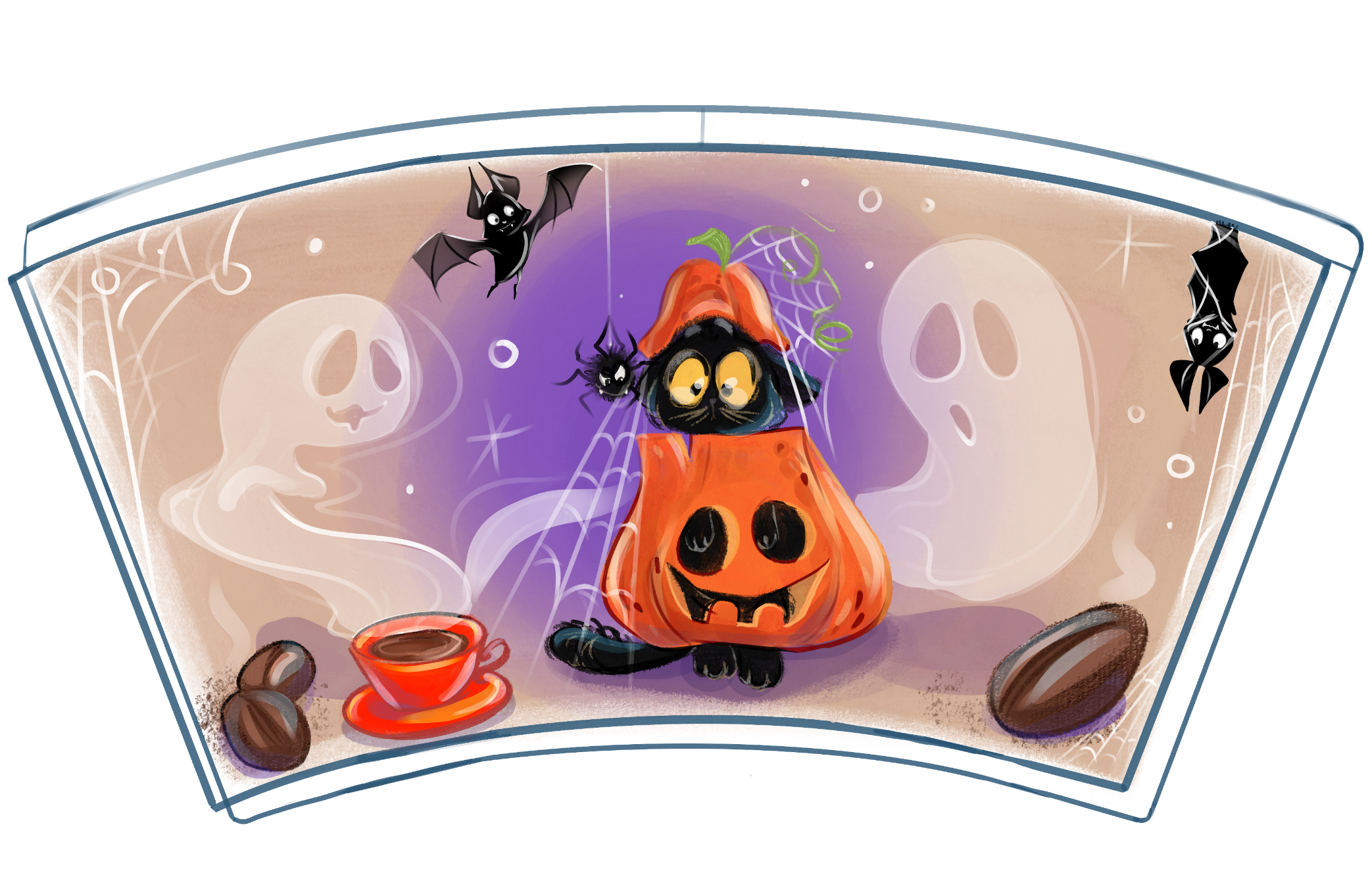 Иллюстрации для кофейных стаканчиков