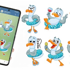 Стикеры для тг "Чайка Агата"