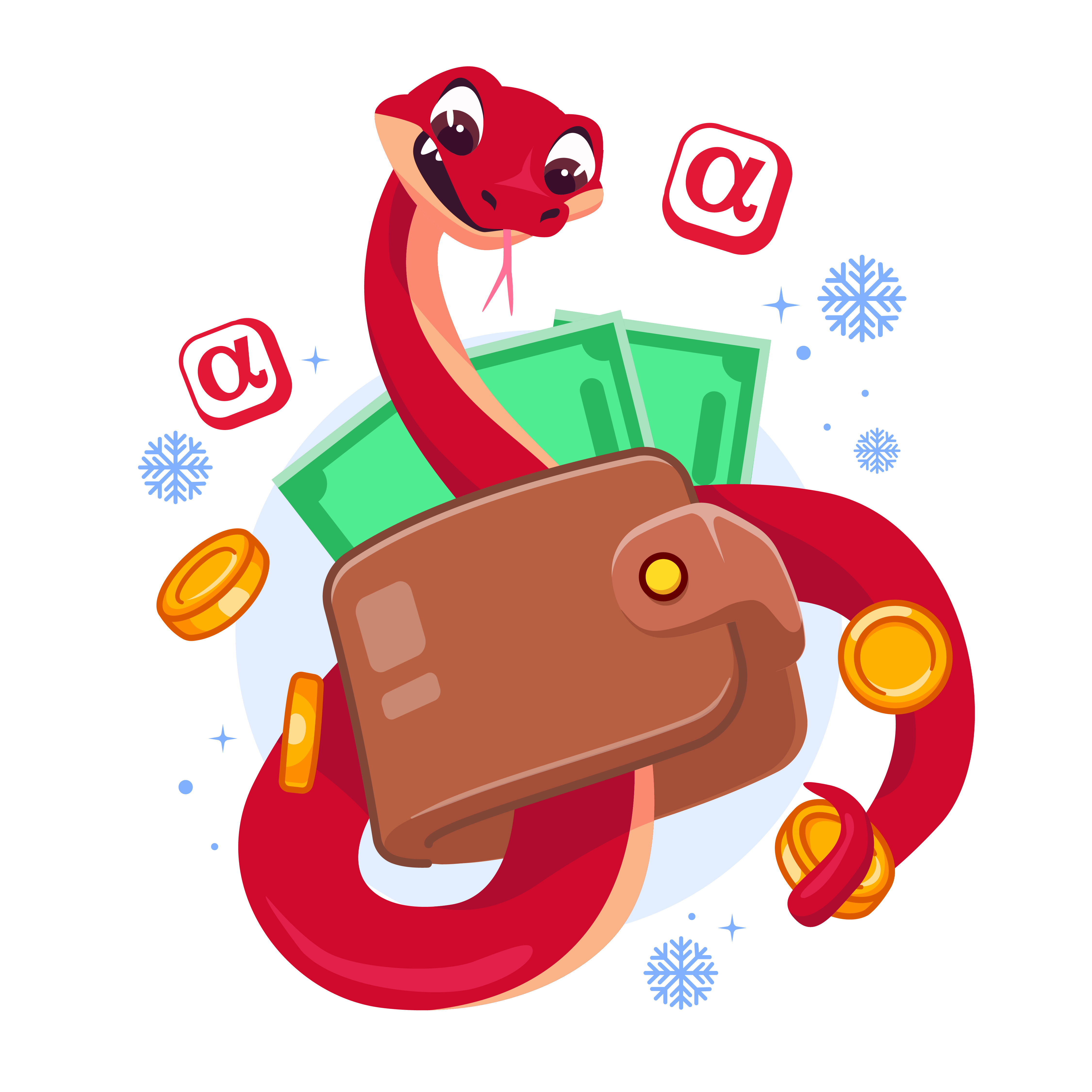 Набор стикеров змей для АльфаСтрахования