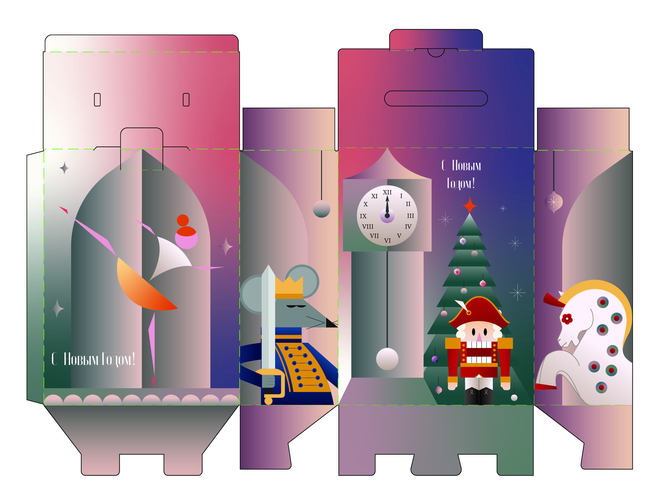 Подарочная новогодняя упаковка "Щелкунчик"