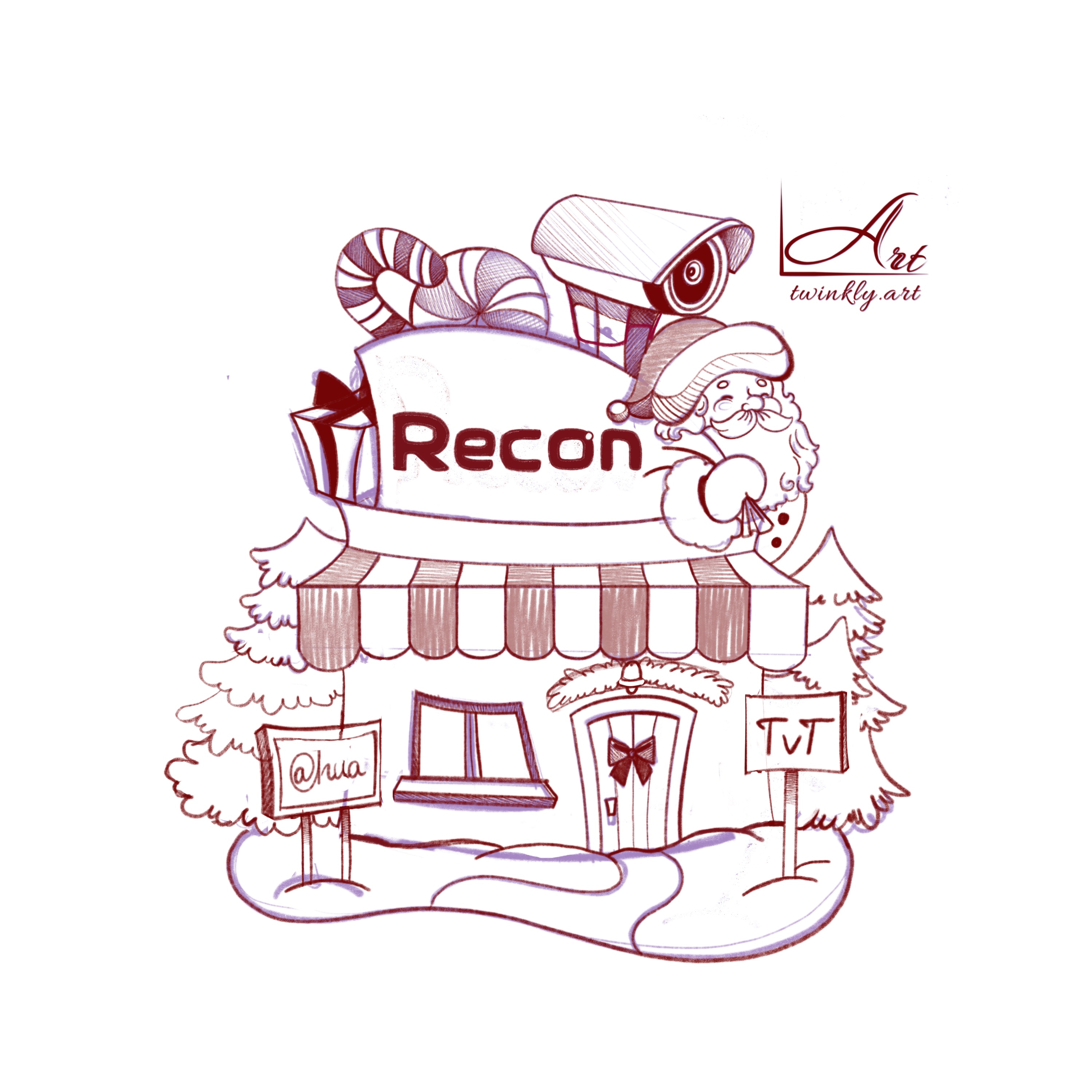 Иллюстрация для новогодней открытки компании «Рекон»