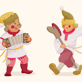 Персонажи-скоморохи для упаковки русских сладостей