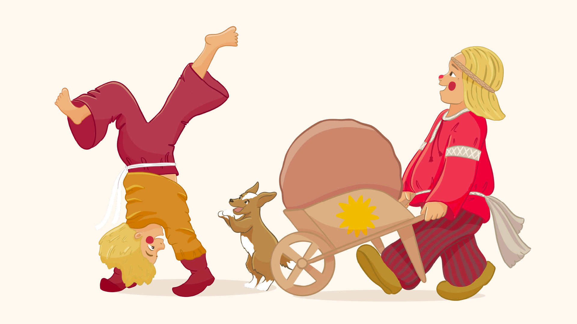 Персонажи-скоморохи для упаковки русских сладостей