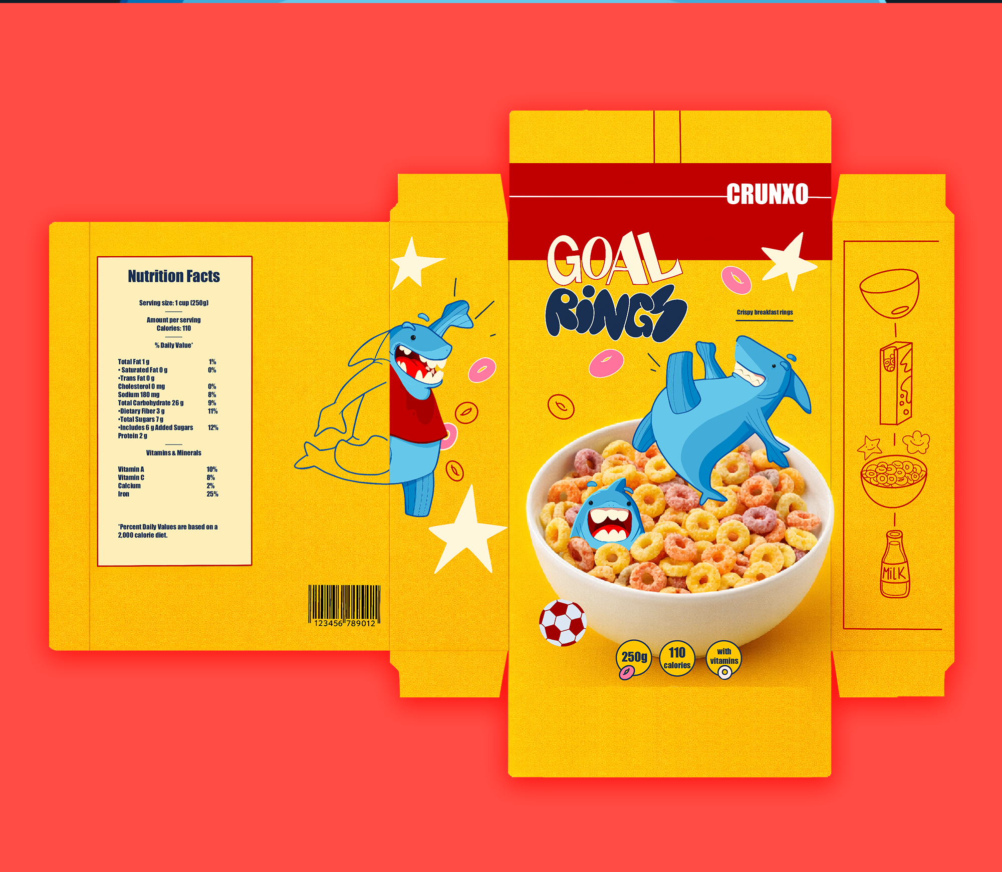 Дизайн упаковки с акулой-футболистом